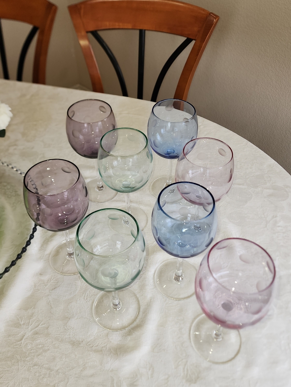 Waterford Marquis "Polka Dot" Crystal Wine Glasses, Set of 8 - Picture 3 of 5